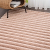 Para Sala Horizontal Stripes Faux Rabbit Fur Carpet 120 x 160 cm Rectangular Zymta Winter Carpet - Pink