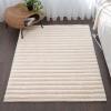 Para Sala Horizontal Stripes Faux Rabbit Fur Carpet 120 x 160 cm Rectangular Zymta Winter Carpet - Light Beige