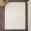Para Sala Horizontal Stripes Faux Rabbit Fur Carpet 120 x 160 cm Rectangular Zymta Winter Carpet - Light Beige