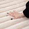 Para Sala Horizontal Stripes Faux Rabbit Fur Carpet 120 x 160 cm Rectangular Zymta Winter Carpet - Light Beige