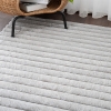 Para Sala Horizontal Stripes Faux Rabbit Fur Carpet 120 x 160 cm Rectangular Zymta Winter Carpet - Grey