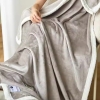 Double Layer Lamb Double Throw Blanket 200 x 230 cm - Light Grey / White