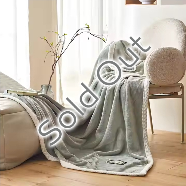 Double Layer Lamb Double Throw Blanket 200 x 230 cm - Green / White