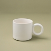 Round Big Circle Handle Ceramic Porcelain Mug 390 ml - White
