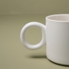 Round Big Circle Handle Ceramic Porcelain Mug 390 ml - White