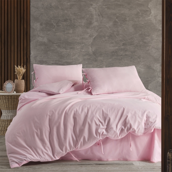 4 Pieces Karina Cotton King Size Duvet Cover Set 220 x 240 cm - Pink