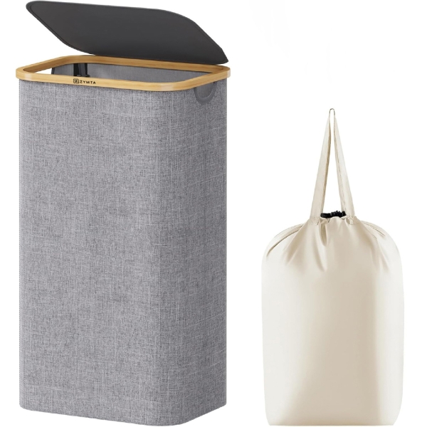 Zymta Laundry Basket With Lid And Internal Support 40.5 x 33 x 60 cm - Grey