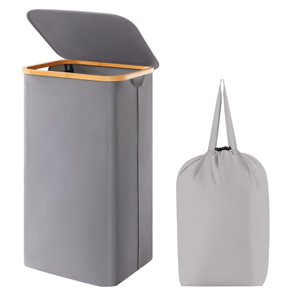 Zymta Laundry Basket With Lid And Internal Support 40.5 x 33 x 60 cm - Grey
