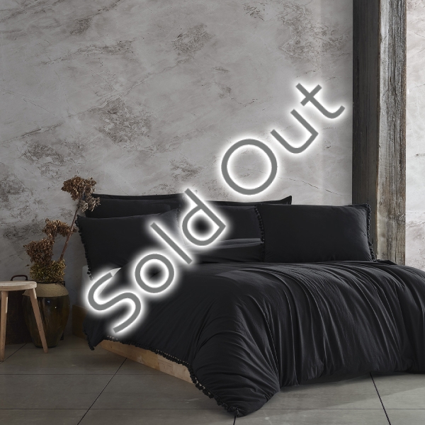 4 Pieces Nil Cotton Double Duvet Cover Set 200 x 220 cm - Black