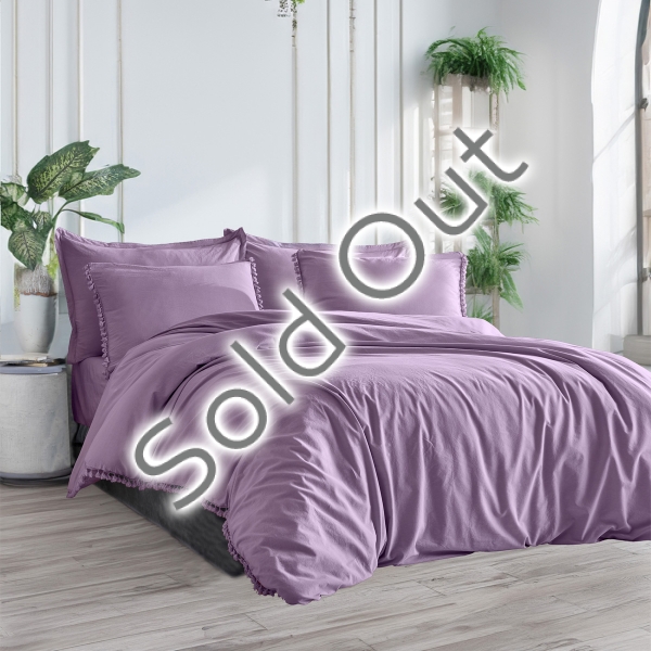 4 Pieces Nil Cotton Double Duvet Cover Set 200 x 220 cm - Lilac