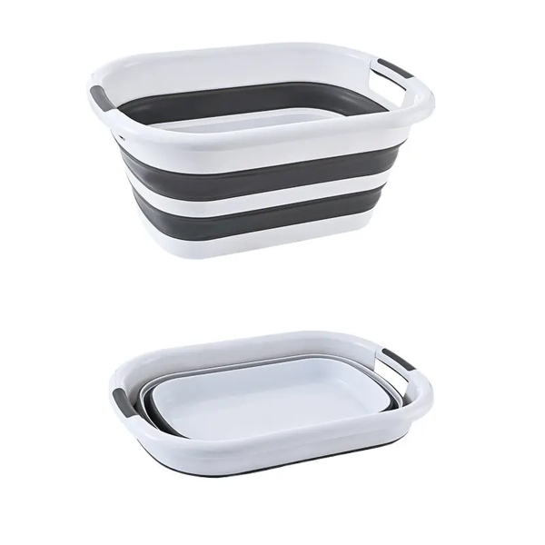 Large Collapsible Laundry Folding Basin, 78.6L Gallon Pop-Up Storage Container, Space Saver, Portable Organizer Basket for Laundry, Kitchen, Toy Storage Bin and Dog Bathtub (White/Grey)