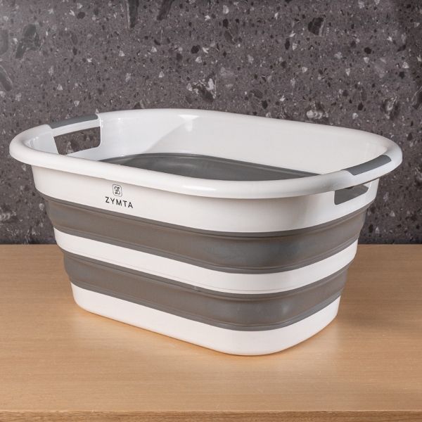 Large Collapsible Laundry Folding Basin, 78.6L Gallon Pop-Up Storage Container, Space Saver, Portable Organizer Basket for Laundry, Kitchen, Toy Storage Bin and Dog Bathtub (White/Grey)