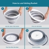Collapsible 8.54L Gallon Cleaning Folding Bucket, Portable, Small Plastic Water Supplies, for Outdoor Garden, Camping, Fishing, Car Wash, Space Saving, Grey Round