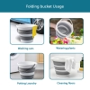 Collapsible 8.54L Gallon Cleaning Folding Bucket, Portable, Small Plastic Water Supplies, for Outdoor Garden, Camping, Fishing, Car Wash, Space Saving, Grey Round