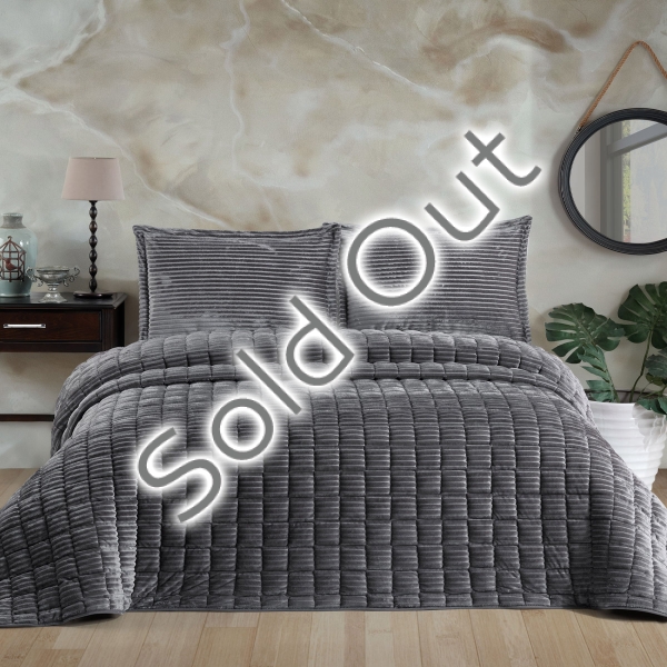 3 Pieces Asos Double Welsoft Bedspread Set 230 x 260 cm - Anthracite