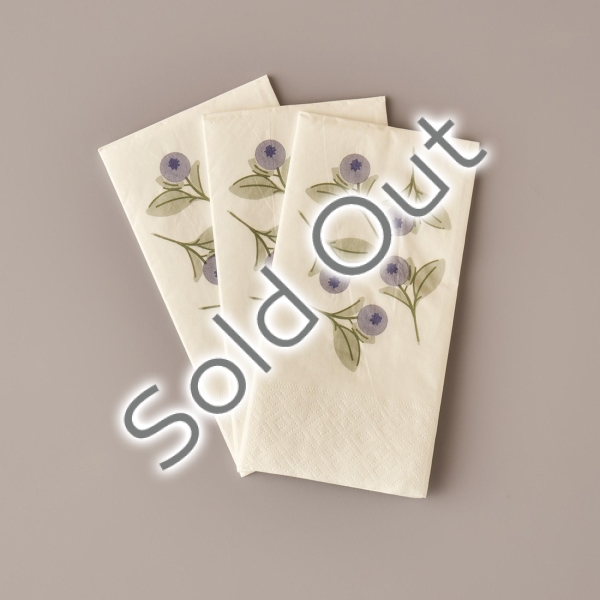 25 Pieces Blueberry Paper Napkin Set 33 x 33 cm - Purple / White