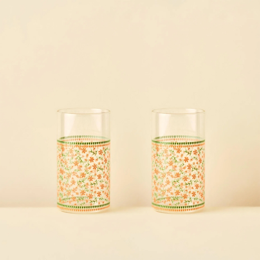 2 Pieces Blossom Beverage Glass Cup..