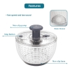 6 L Large Rotary Salad Spinner, Multi-functional Spinning Colander for Washing and Drying Vegetable in Kitchen