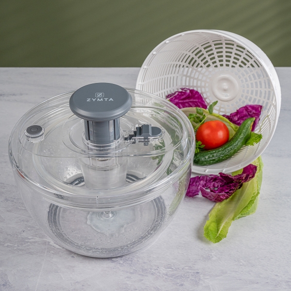 6 L Large Rotary Salad Spinner, Multi-functional Spinning Colander for Washing and Drying Vegetable in Kitchen