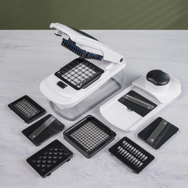 Professional Vegetable Cutter, 8 Multifunctional Blades, Food Chopper with Container Slicer Grater