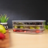 Rectangular Food Storage Box with Lid Set of 3, Ideal for Cold Cuts, Cheese, and More, Stackable design, Transparent Framed Lid, BPA-Free, Grey