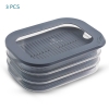 Rectangular Food Storage Box with Lid Set of 3, Ideal for Cold Cuts, Cheese, and More, Stackable design, Transparent Framed Lid, BPA-Free, Grey