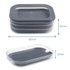 Rectangular Food Storage Box with Lid Set of 3, Ideal for Cold Cuts, Cheese, and More, Stackable design, Transparent Framed Lid, BPA-Free, Grey