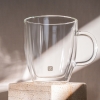 2 Pieces Double Wall Borosilicate Glass Coffee Cup Set 420 ml - Transparent