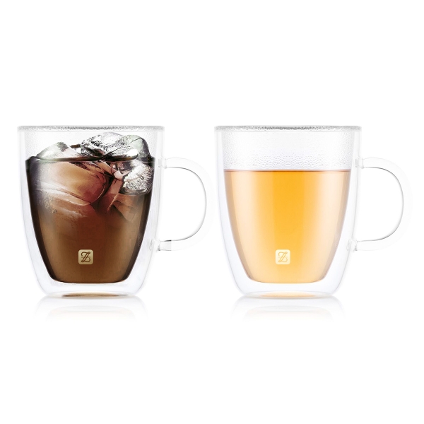 2 Pieces Double Wall Borosilicate Glass Coffee Cup Set 420 ml - Transparent