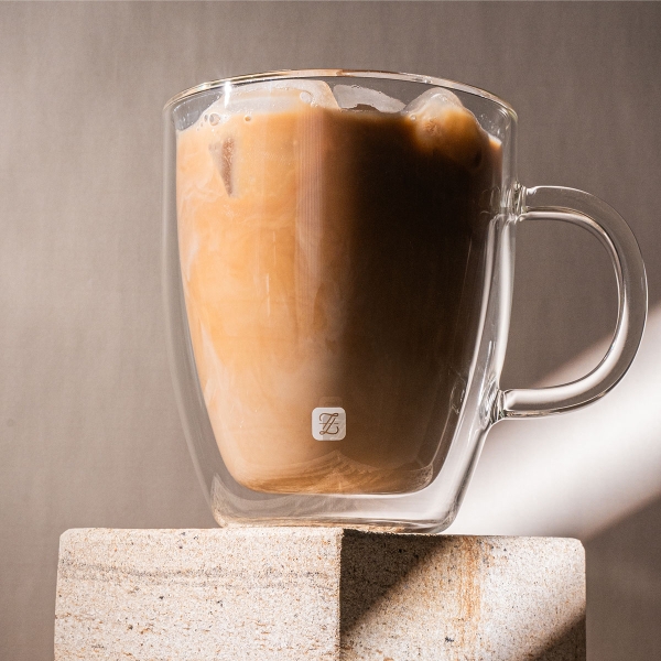 2 Pieces Double Wall Borosilicate Glass Coffee Cup Set 420 ml - Transparent
