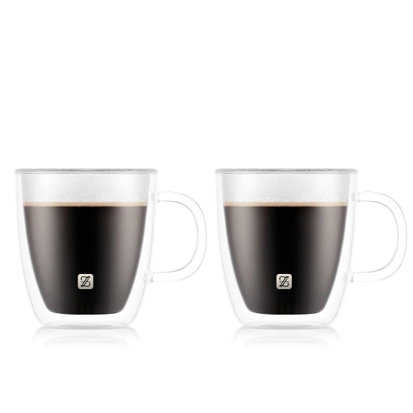 2 Pieces Double Wall Borosilicate Glass Coffee Cup Set 180 ml - Transparent 