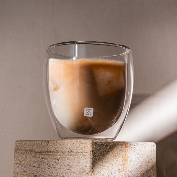 2 Pieces Double Wall Borosilicate Glass Coffee Cup Set 250 ml With No Handle - Transparent
