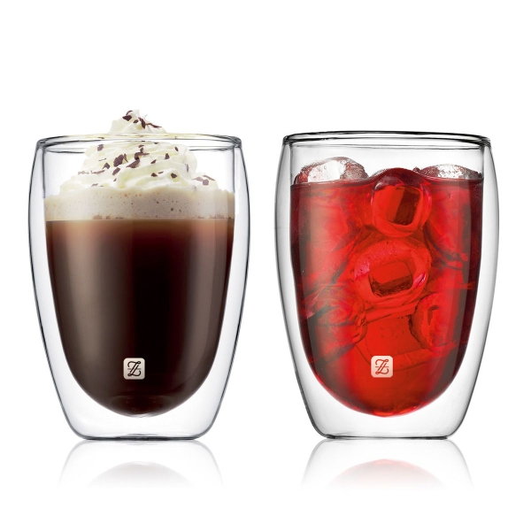 2 Pieces Double Wall Borosilicate Glass Cup Set 350 ml - Transparent 