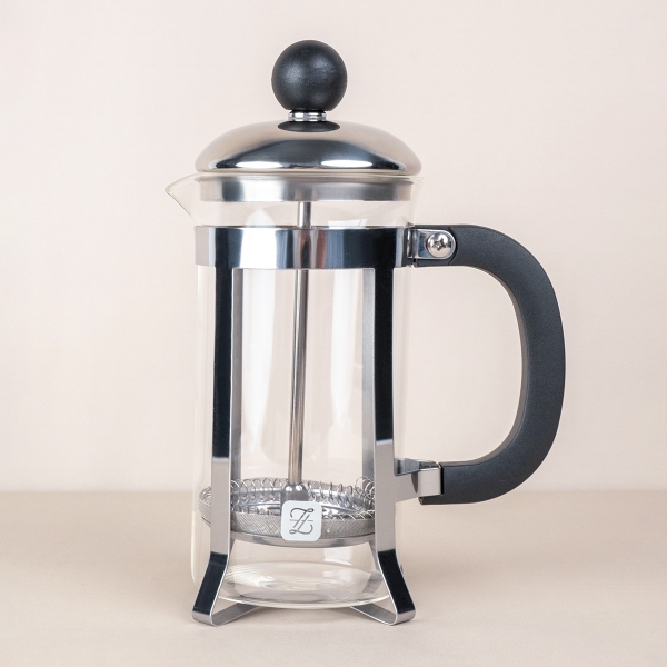  French Press Coffee Maker 350 ml Stainless Steel Glass Sturdy Handle - Black / Silver