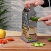 Household Kitchen Four Sided Stainless Steel, Multisided Wire Sharper, Perfect Box Grater for Parmesan Cheese, Vegetables, Ginger, Dishwasher Safe 