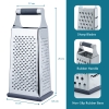 Household Kitchen Four Sided Stainless Steel, Multisided Wire Sharper, Perfect Box Grater for Parmesan Cheese, Vegetables, Ginger, Dishwasher Safe 