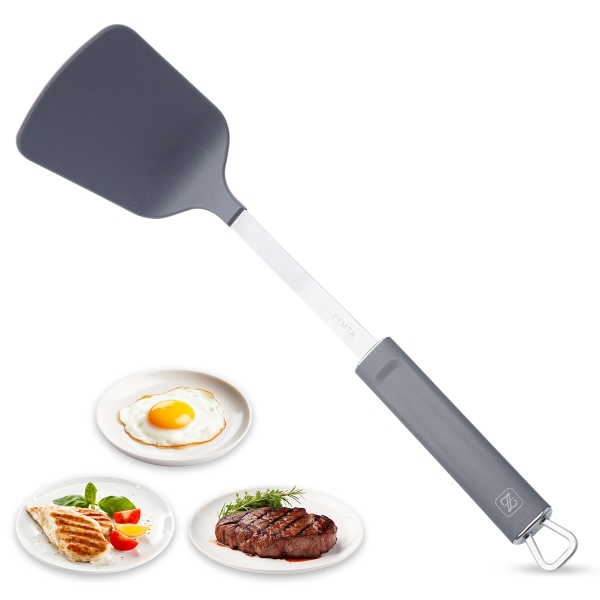 Professional Solid Silicone Rectangular Turner Spatula with Soft Grip Handle, 32 cm 