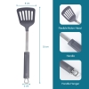 Silicone Spatula Turner, Heat Resistant Kitchen Rubber Solid for Nonstick Cookware, Slotted Spatula Cooking Utensils for Fish, Eggs, Pancakes (Grey)