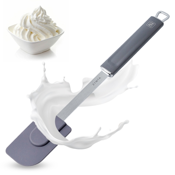 Silicone Scraper Spoon Spatulas, Heat Resistant BPA Free Rubber Flat Shape, Heavy Duty Spatula, Perfect for Nonstick Cookware 31 cm (Grey) 