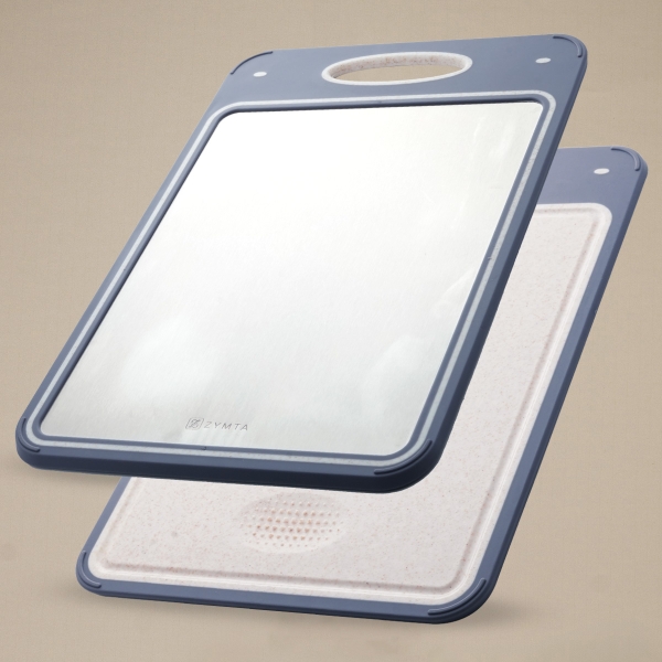 Double-Sided Non-Slip Easy Clean Large Size Cutting Board for Kitchen, Chopping Board with 304 Stainless Steel and Plastic for Meat Vegetable Fruit