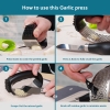 Stainless Steel Garlic Press Rocker Set of 4 Pieces, Premium Garlic Mincer, New Innovative Garlic Crusher with Peeler and Scraper, Comfortable Grip (Black)