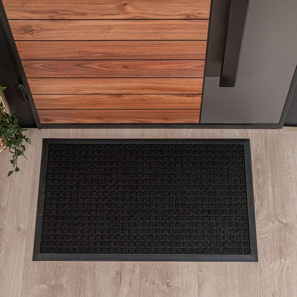 Square Waffle Zymta Door Mat 46 x 76 cm - Black