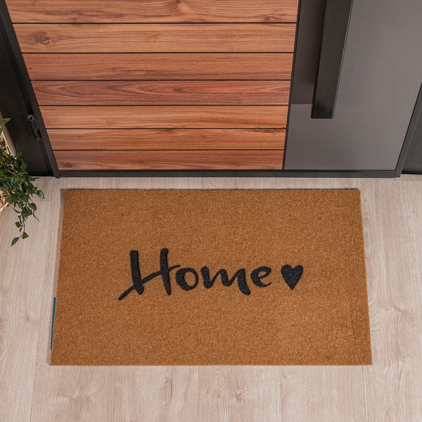 Zymta Home Text Printed Door Mat 46 x 76 cm - Light Brown / Black