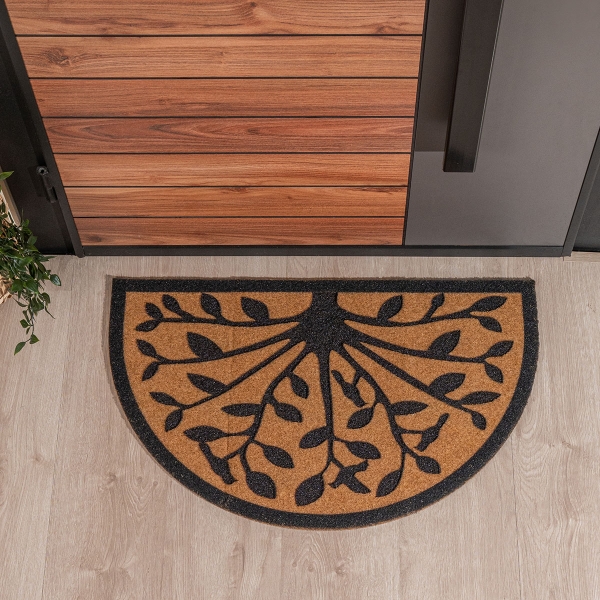 Zymta Tree Printed Door Mat 46 x 76 cm - Light Brown / Black