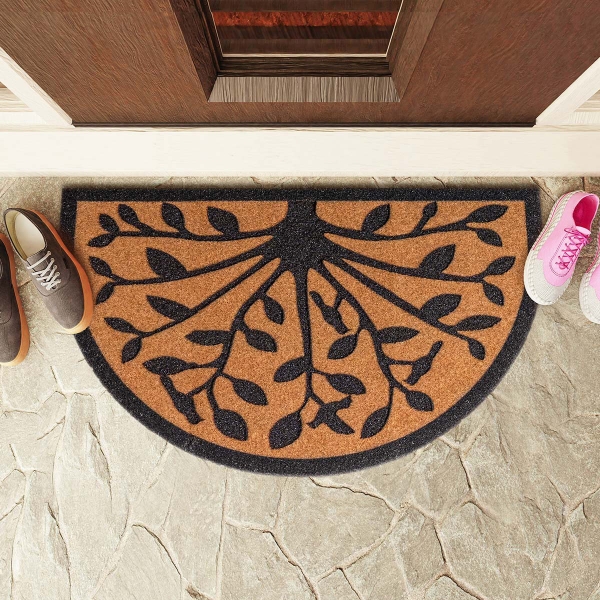 Zymta Tree Printed Door Mat 46 x 76 cm - Light Brown / Black