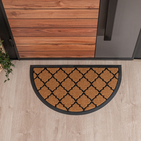 Hexagon Lattice Zymta Door Mat 40 x 70 cm - Light Brown / Black