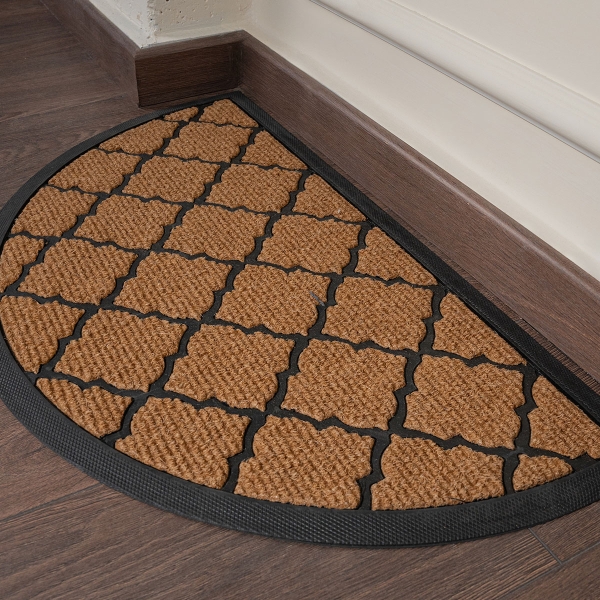 Hexagon Lattice Zymta Door Mat 40 x 70 cm - Light Brown / Black