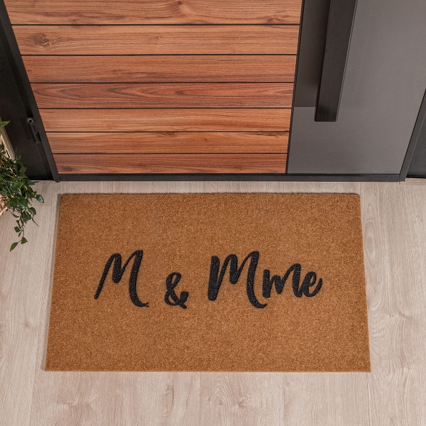 Zymta M & M Me Text Printed Door Mat 46 x 76 cm - Light Brown / Black