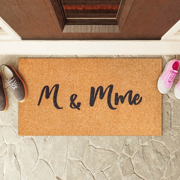 Zymta M & M Me Text Printed Door Mat 46 x 76 cm - Light Brown / Black