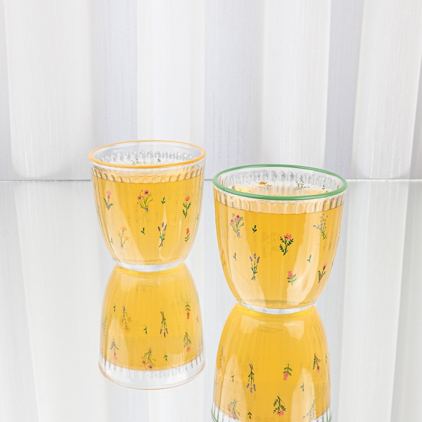 4 Pieces Floral Charm Glass Tumblers Set 295 ml - Multicolored